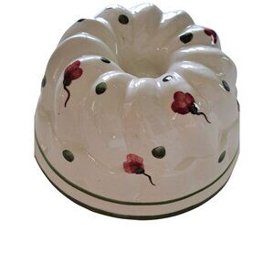 Hand-Painted Ceramic Bundt Mold Made In Italy Wall Hanging Rope 902 Marking Vtg